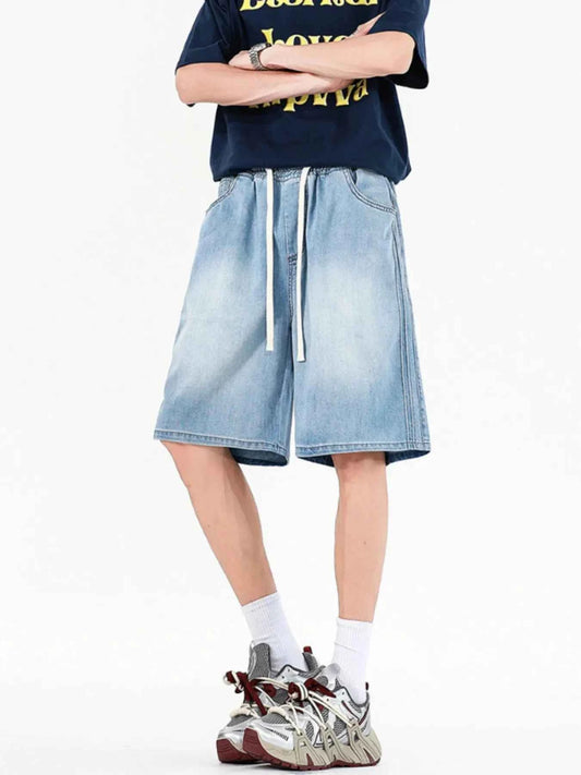 Men's Full Size Drawstring Denim Shorts Plus Size