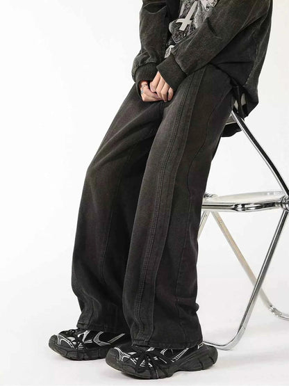 Men's Plus Size Washed Wide Leg Jeans