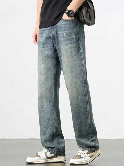 Men's Washed Wide Leg Jeans