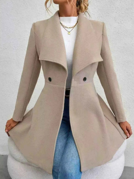 Double-Breasted Wool Blend Coat