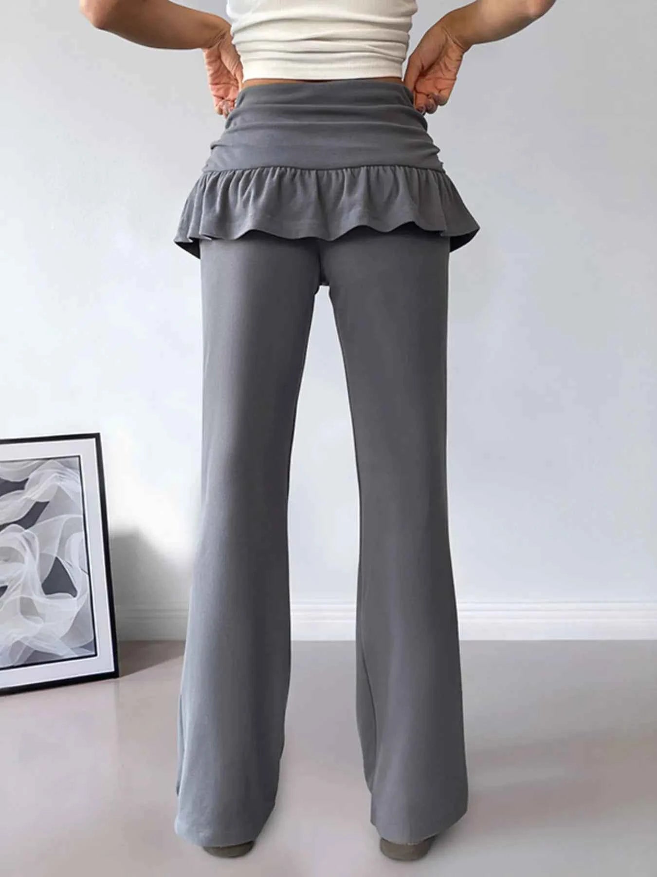 High-Waisted Ruffle Pants