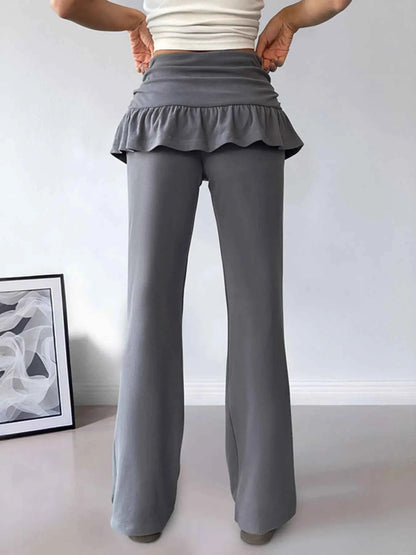 High-Waisted Ruffle Pants