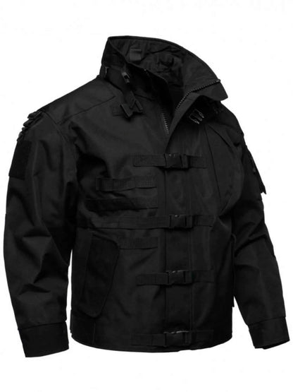 Men's Full Size Multi Buckle Water-Resistant Jacket Plus Size