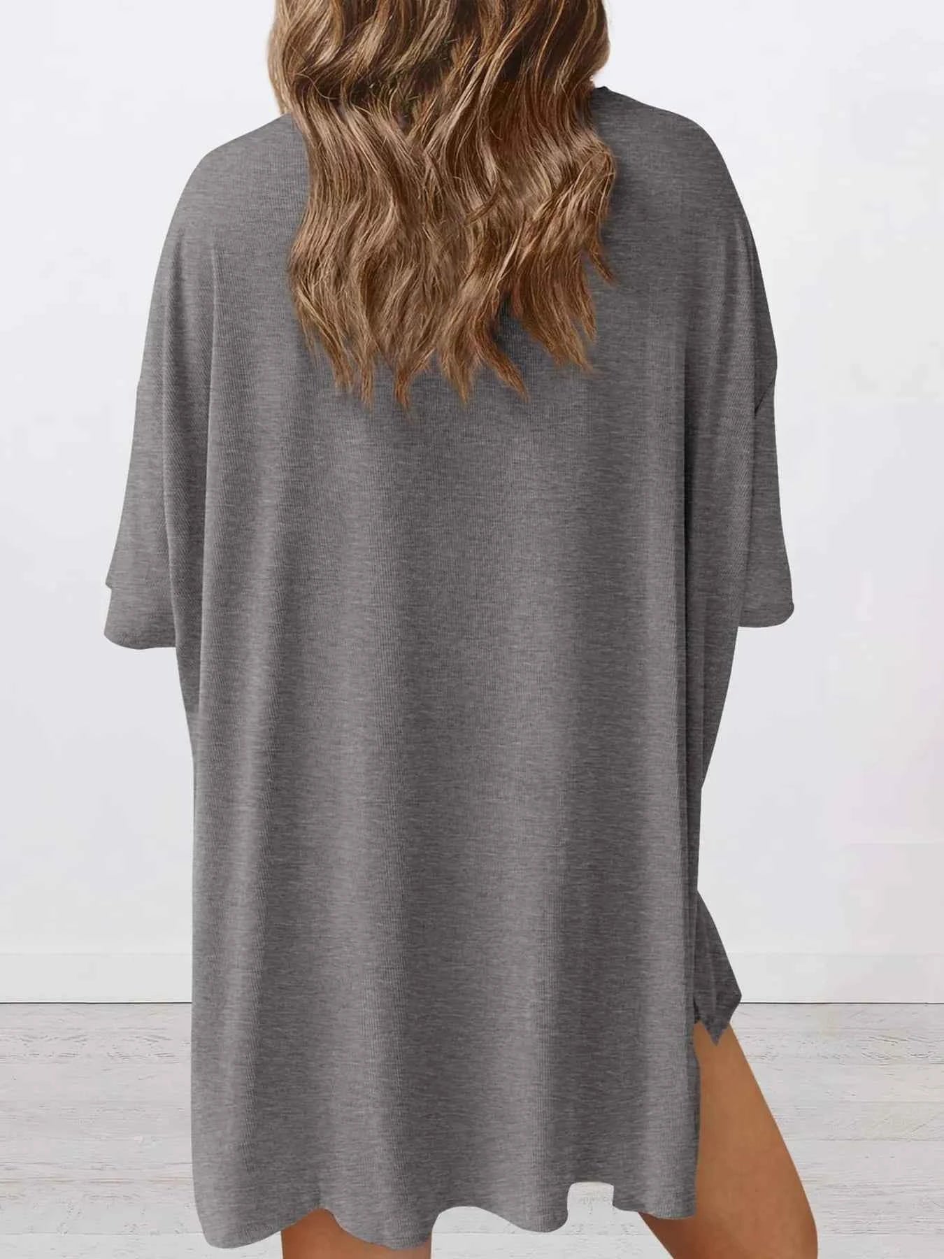 Full Size Oversized Round Neck Top and Shorts Set Plus Size