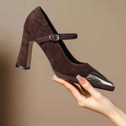 Point Toe Block Heels Pumps