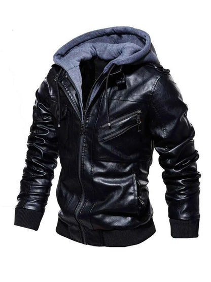 Men's Full Size Zip Up Drawstring Hooded Jacket Plus Size