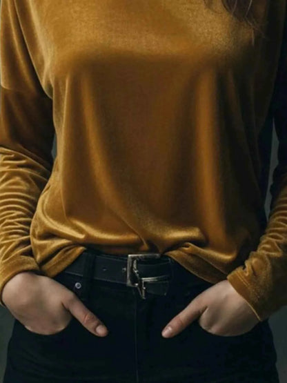 Full Size Velvet Long Sleeve T-Shirt Plus Size
