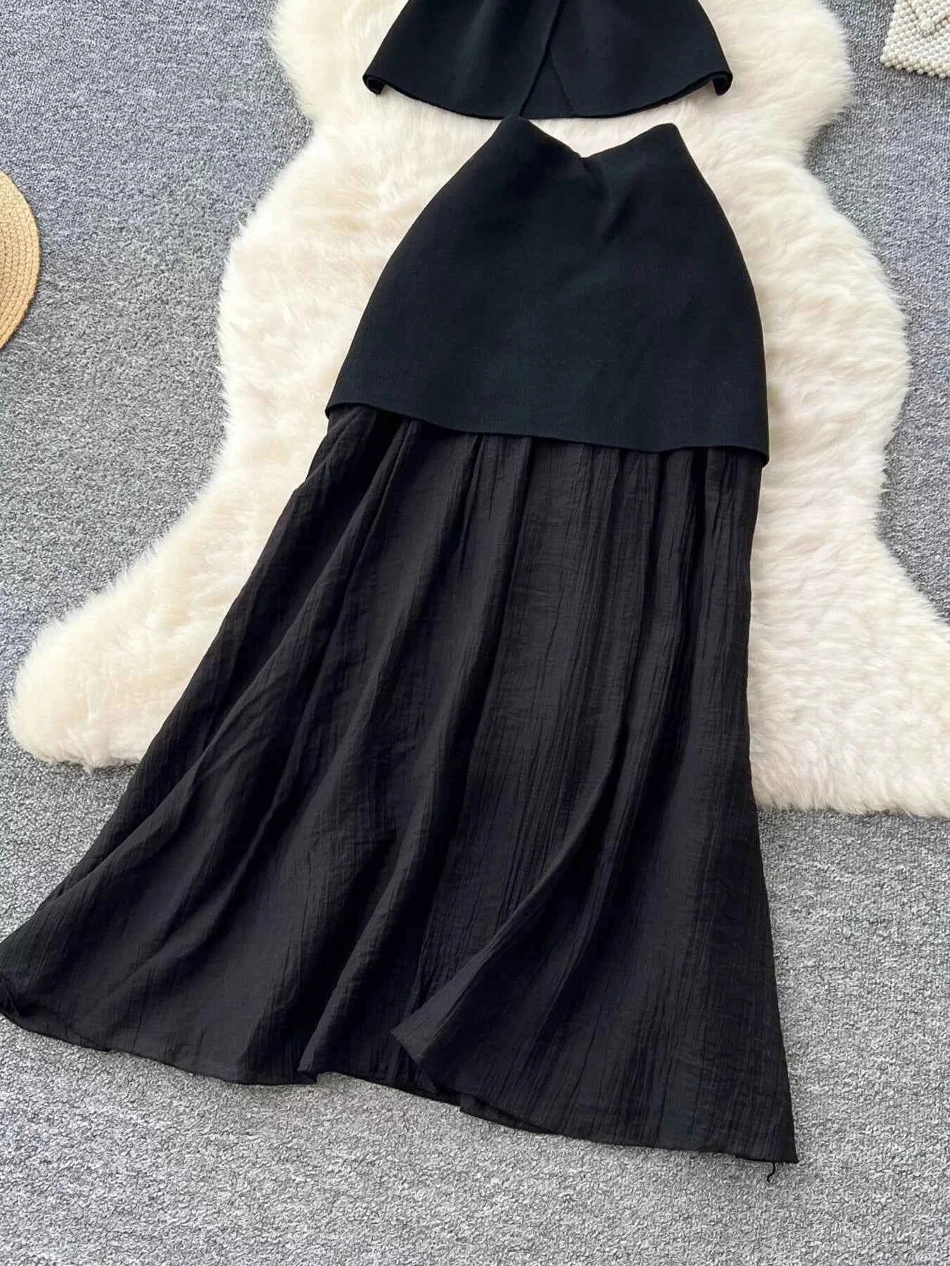 Button Up Sleeveless Top and Skirt Set