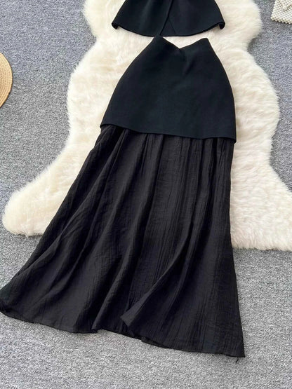 Button Up Sleeveless Top and Skirt Set