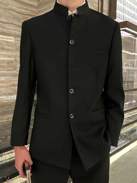 Men's Plus Size Button Up Long Sleeve Jacket