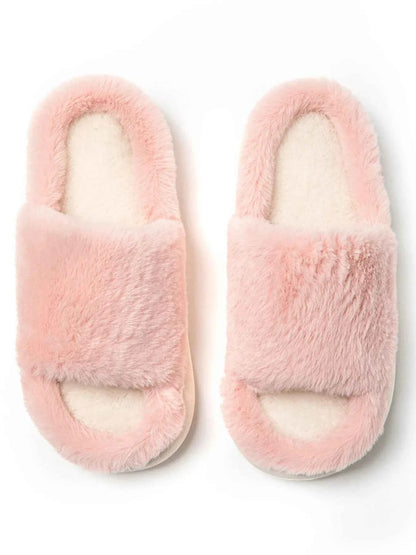 Fluffy Open Toe Comfort Slippers