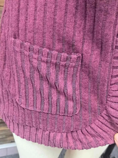 Open Front Ribbed Knit Cardigan