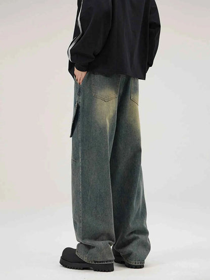 Men's Full Size Washed Wide Leg Jeans Plus Size