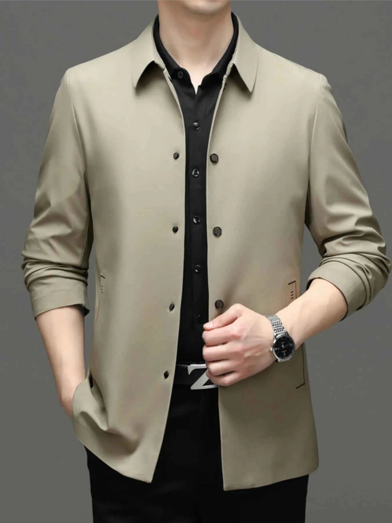 Men's Plus Size Button Up Long Sleeve Jacket