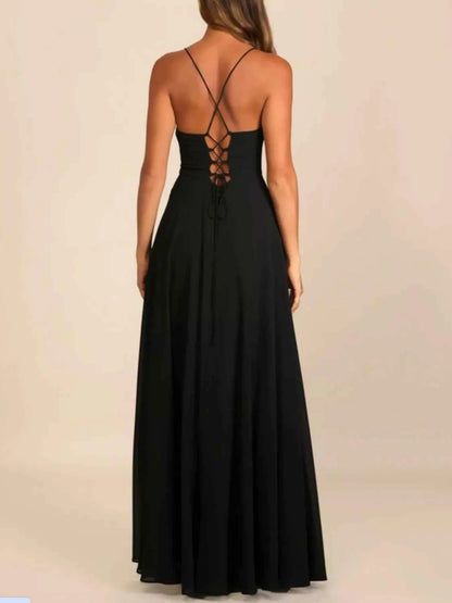Slit Cowl Neck Maxi Dress
