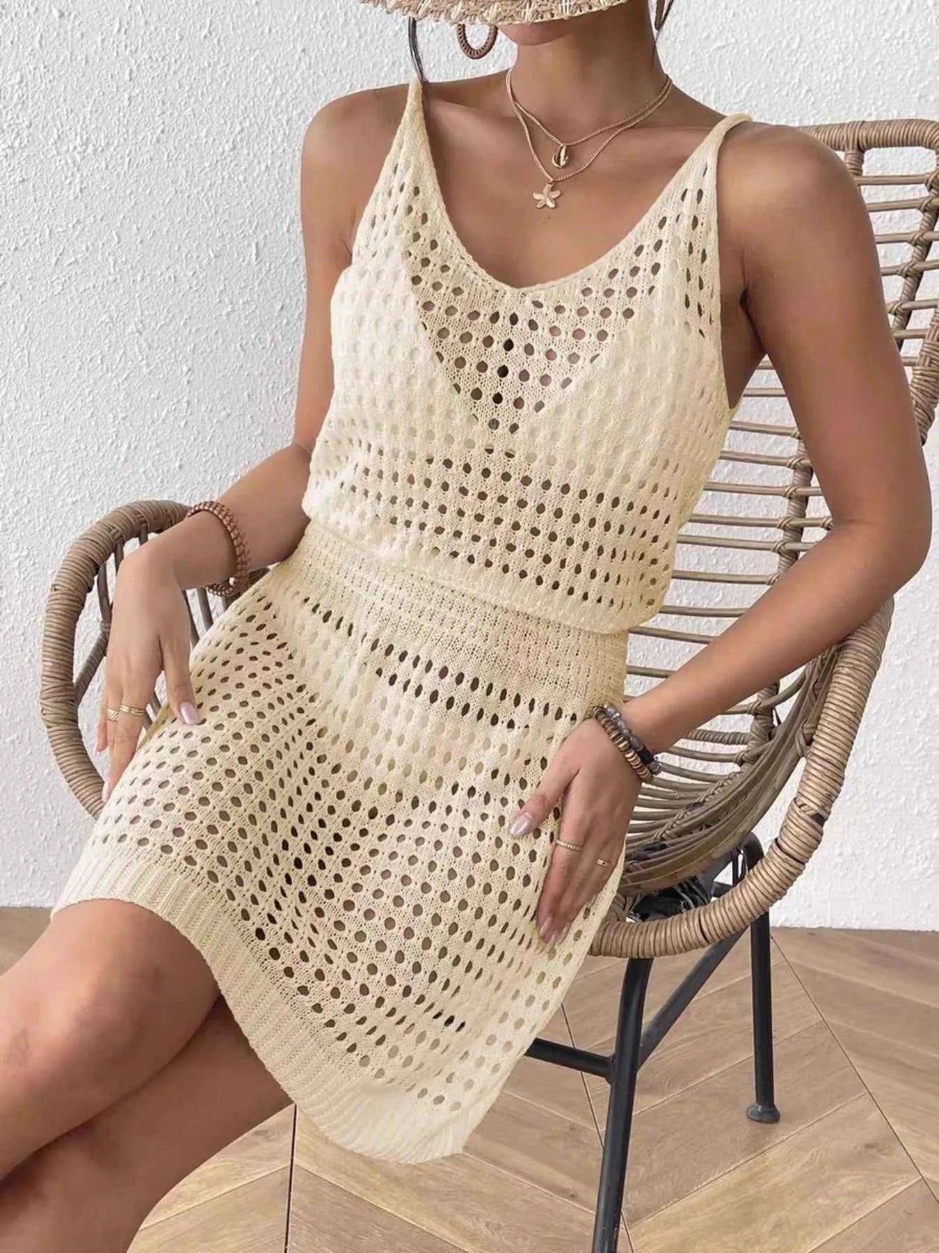Crochet Sleeveless Knit Cover Up Dress
