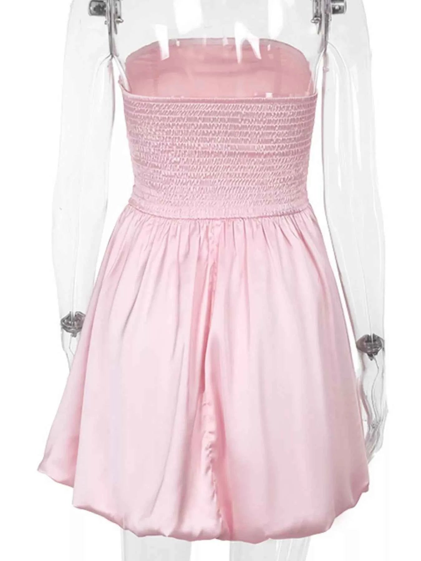 Strapless Ruched Mini Bubble Dress