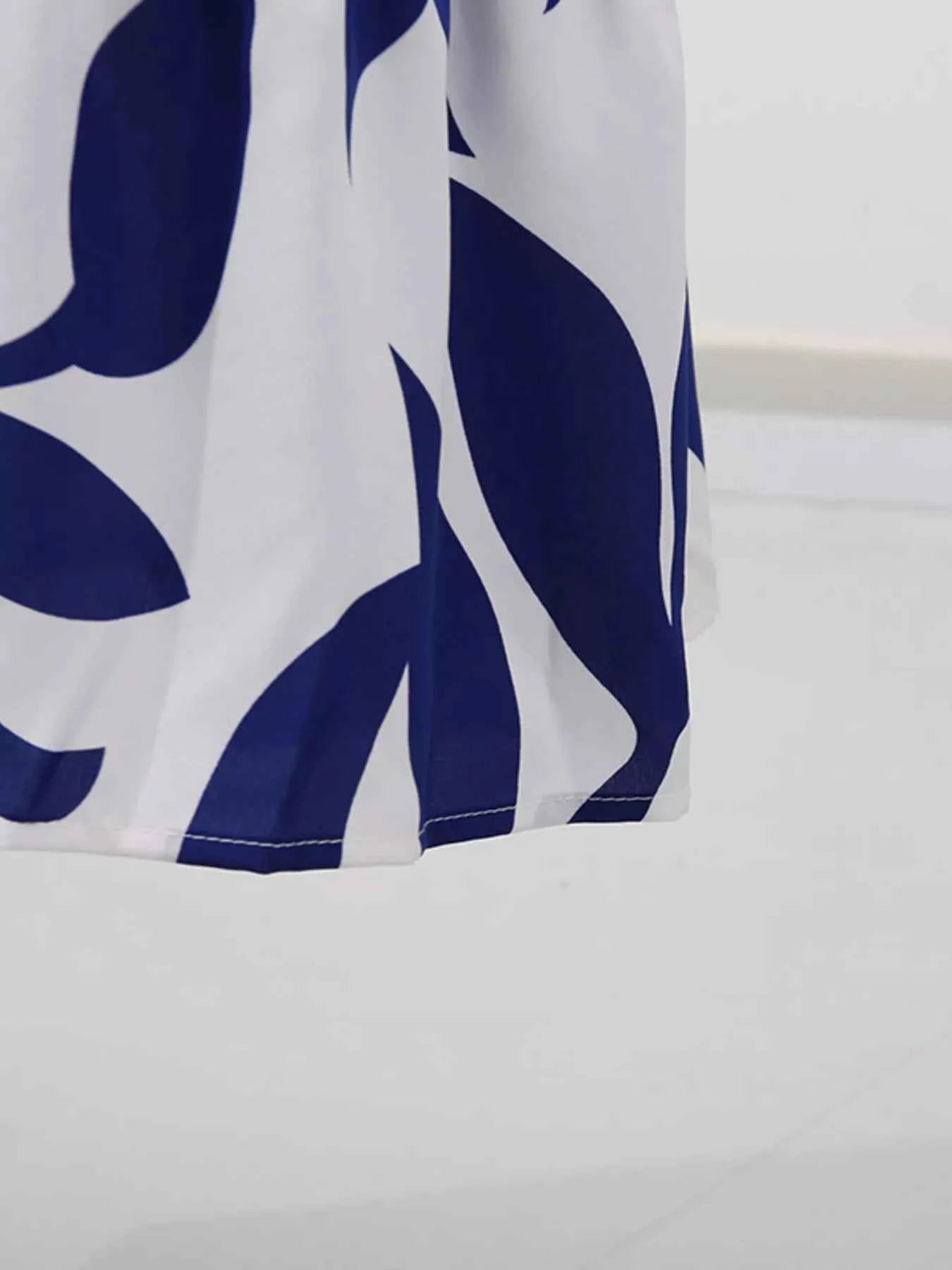 Off-Shoulder Cutout Leaf Print Maxi Dress