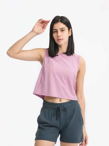 Millennia Round Neck Cropped Active Tank
