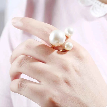18K Gold-Plated Pearl Open Ring