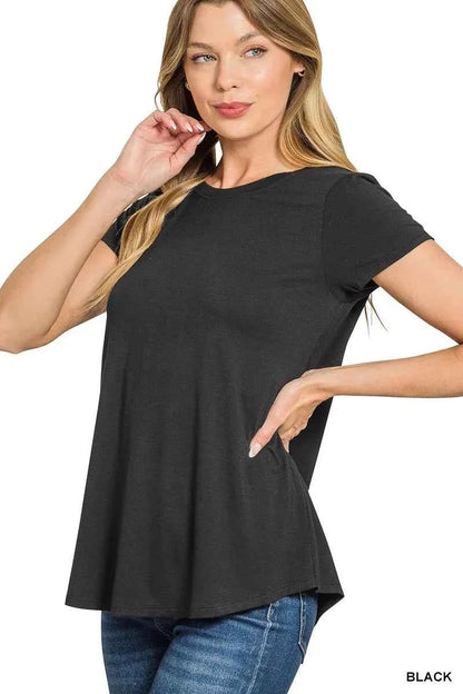 Zenana Flowy Round Hem Rayon Short Sleeve T-Shirt
