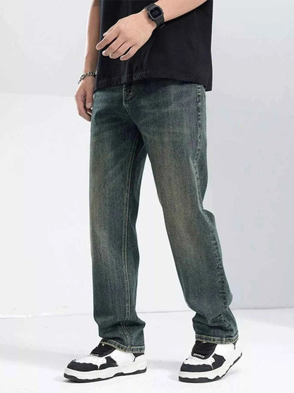 Men's Washed Wide Leg Jeans