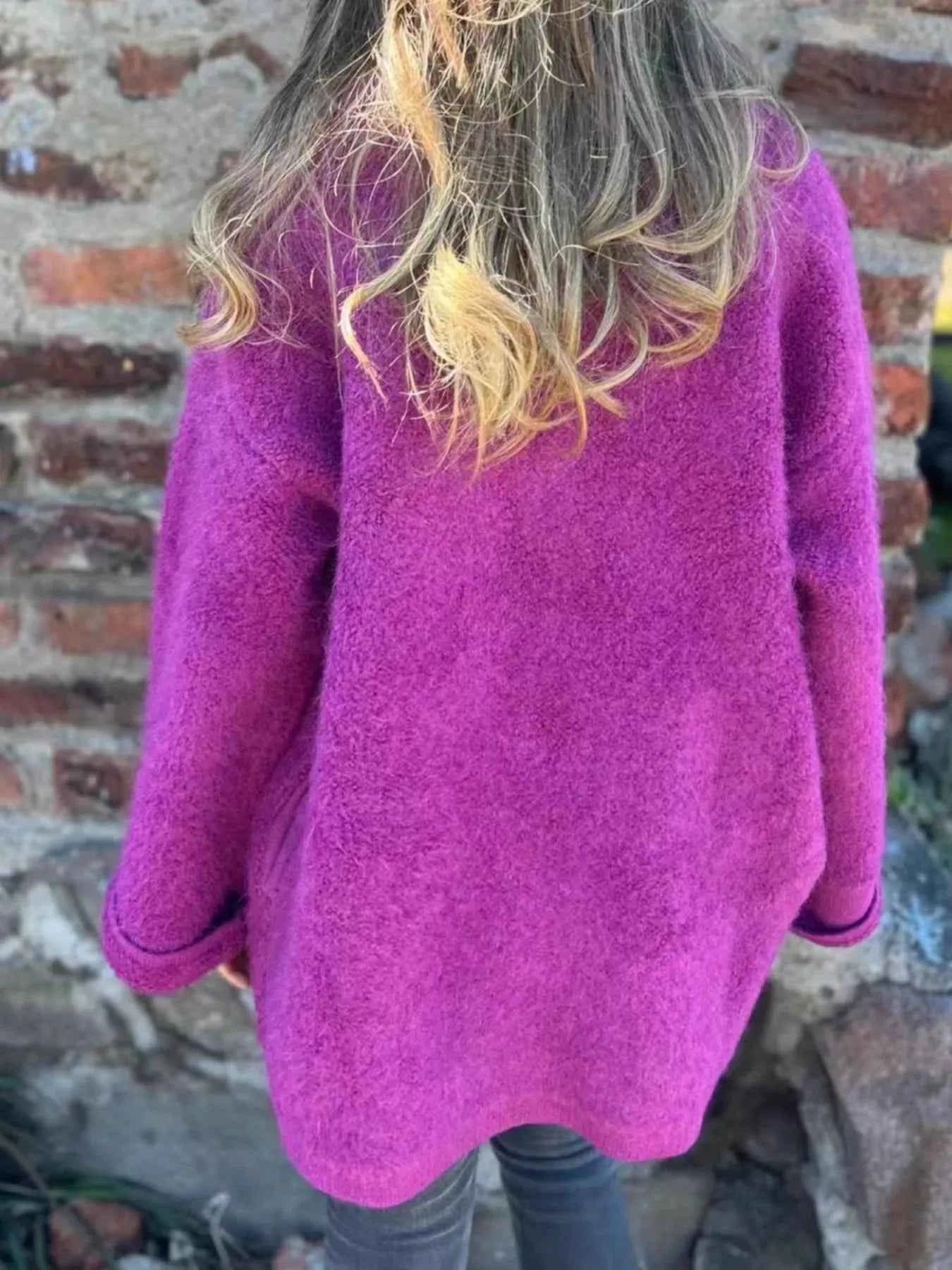 Open Front Long Sleeve Fluffy Jacket