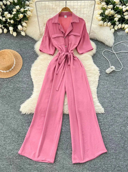 Tie Waist Wide Leg Jumpsuit
