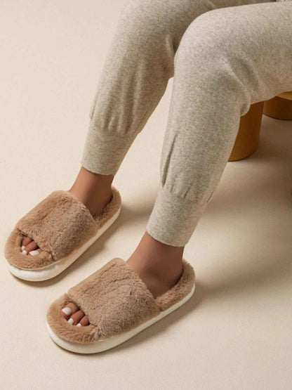 Fluffy Open Toe Comfort Slippers