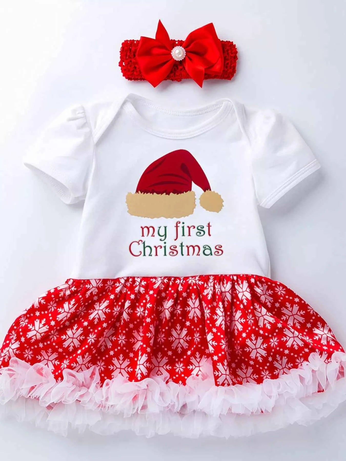 Children's Christmas One Piece Dress with Headband