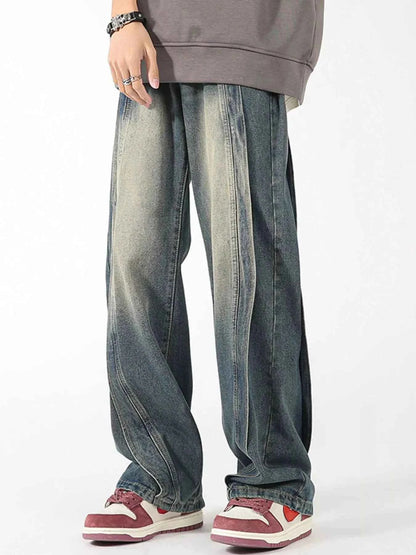 Men's Plus Size Washed Wide Leg Jeans