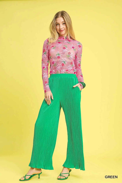 Umgee Wide Leg Textured Pants