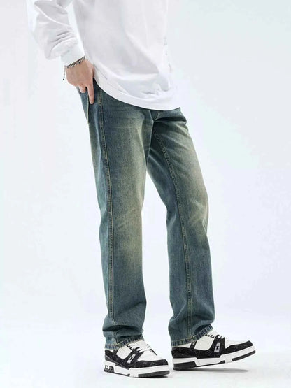 Men's Washed Straight Leg Jeans
