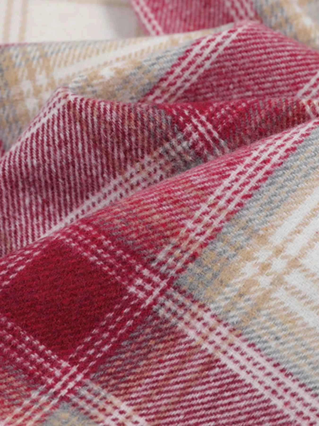 Men's Plaid Button Up Long Sleeve Jacket