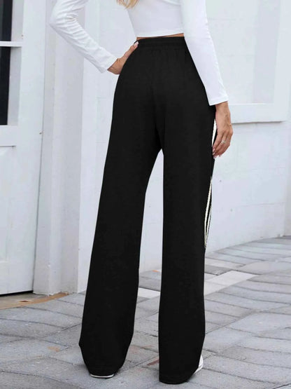 Side Striped Wide Leg Pants
