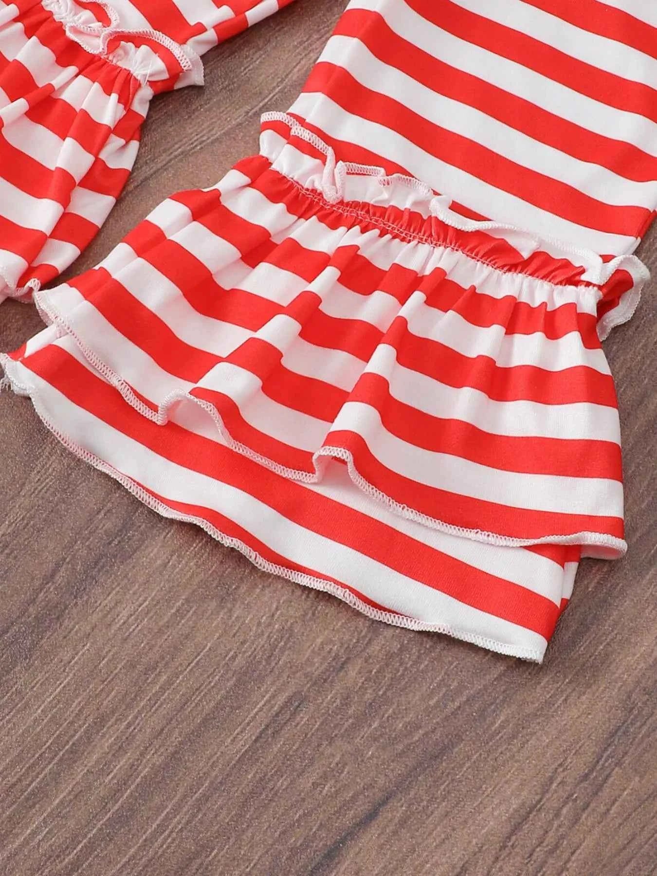 Children's Christmas Ruffle Trim Top and Pants Set