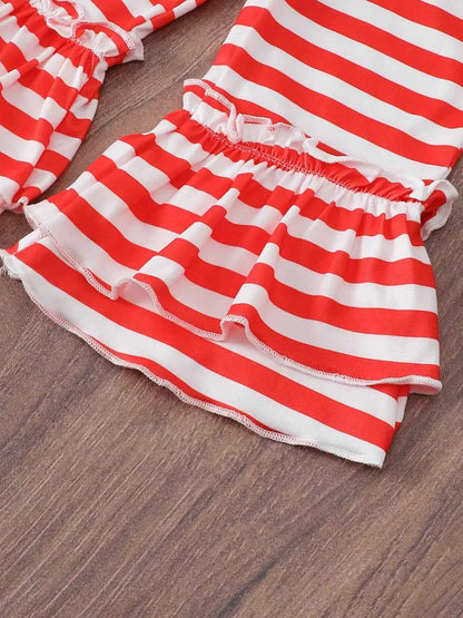 Children's Christmas Ruffle Trim Top and Pants Set