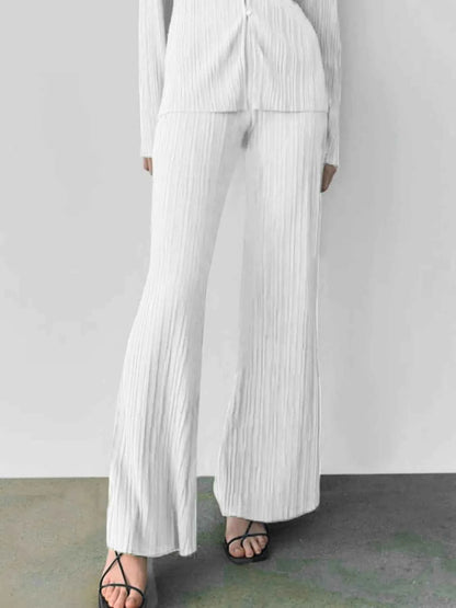 Texture Long Sleeve Top and Pants Lounge Set