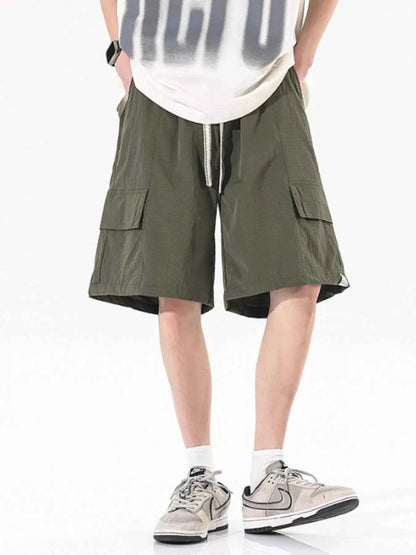Men's Plus Size Cargo Drawstring Shorts