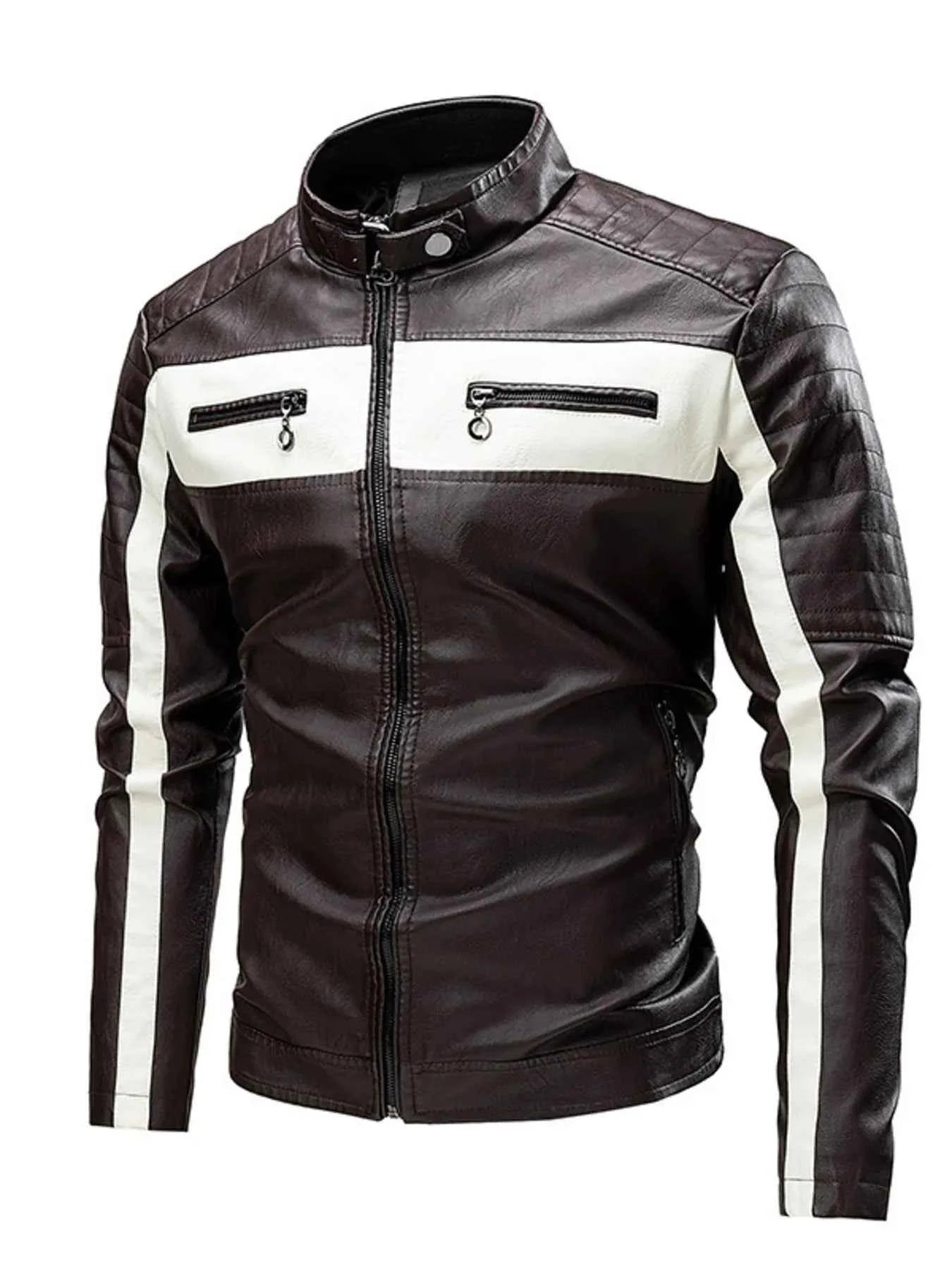 Men's Plus Size Contrast Zip Up Long Sleeve Jacket