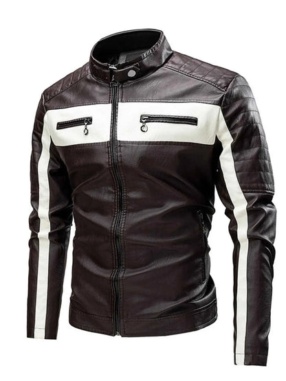Men's Plus Size Contrast Zip Up Long Sleeve Jacket