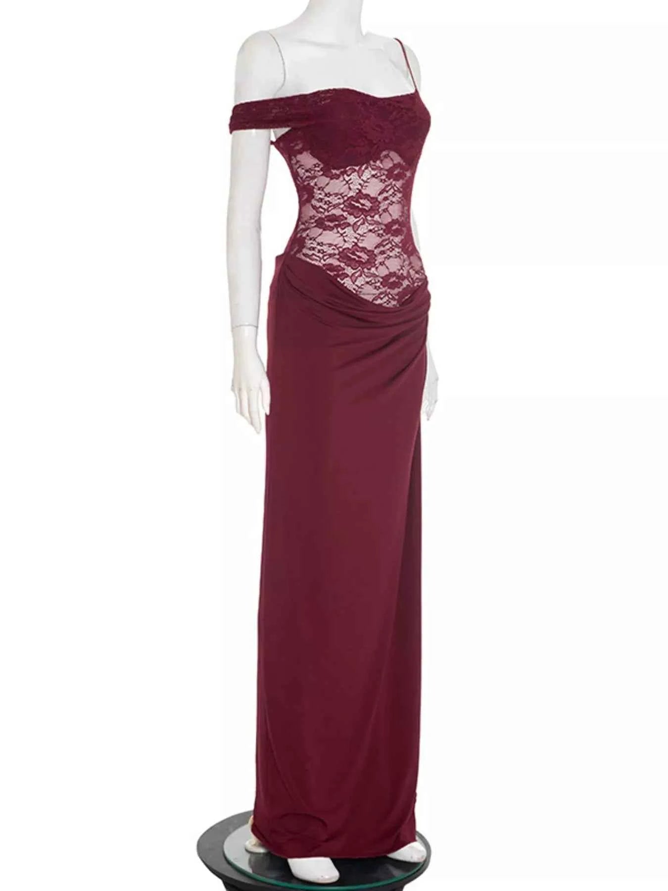 Split Lace Bodice Maxi Dress