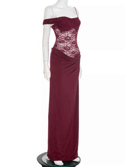 Split Lace Bodice Maxi Dress