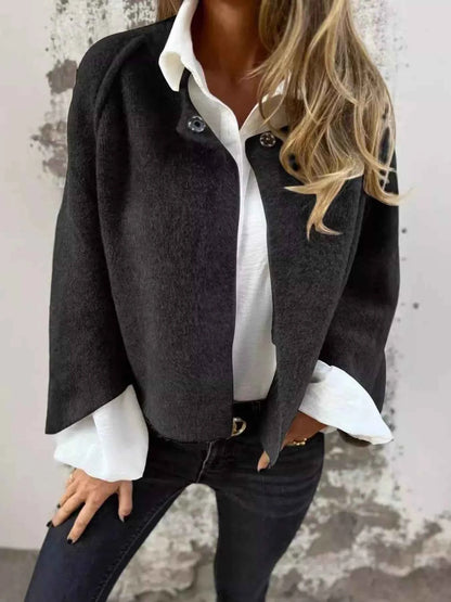 Full Size Dropped Shoulder Fuzzy Knit Cardigan Plus Size