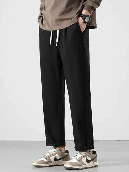 Men's Full Size Drawstring Track Pants with Relaxed Fit Plus Size