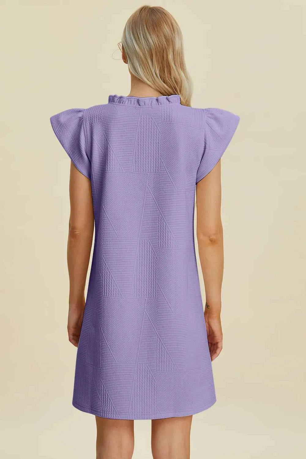 Double Take Full Size Ruffled V-Neck Cap Sleeve Dress