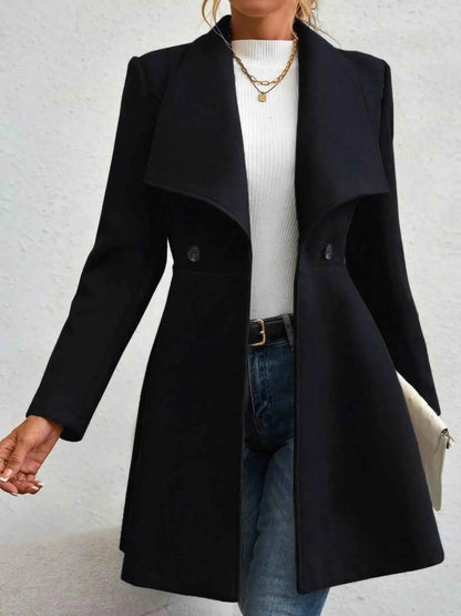 Double-Breasted Wool Blend Coat