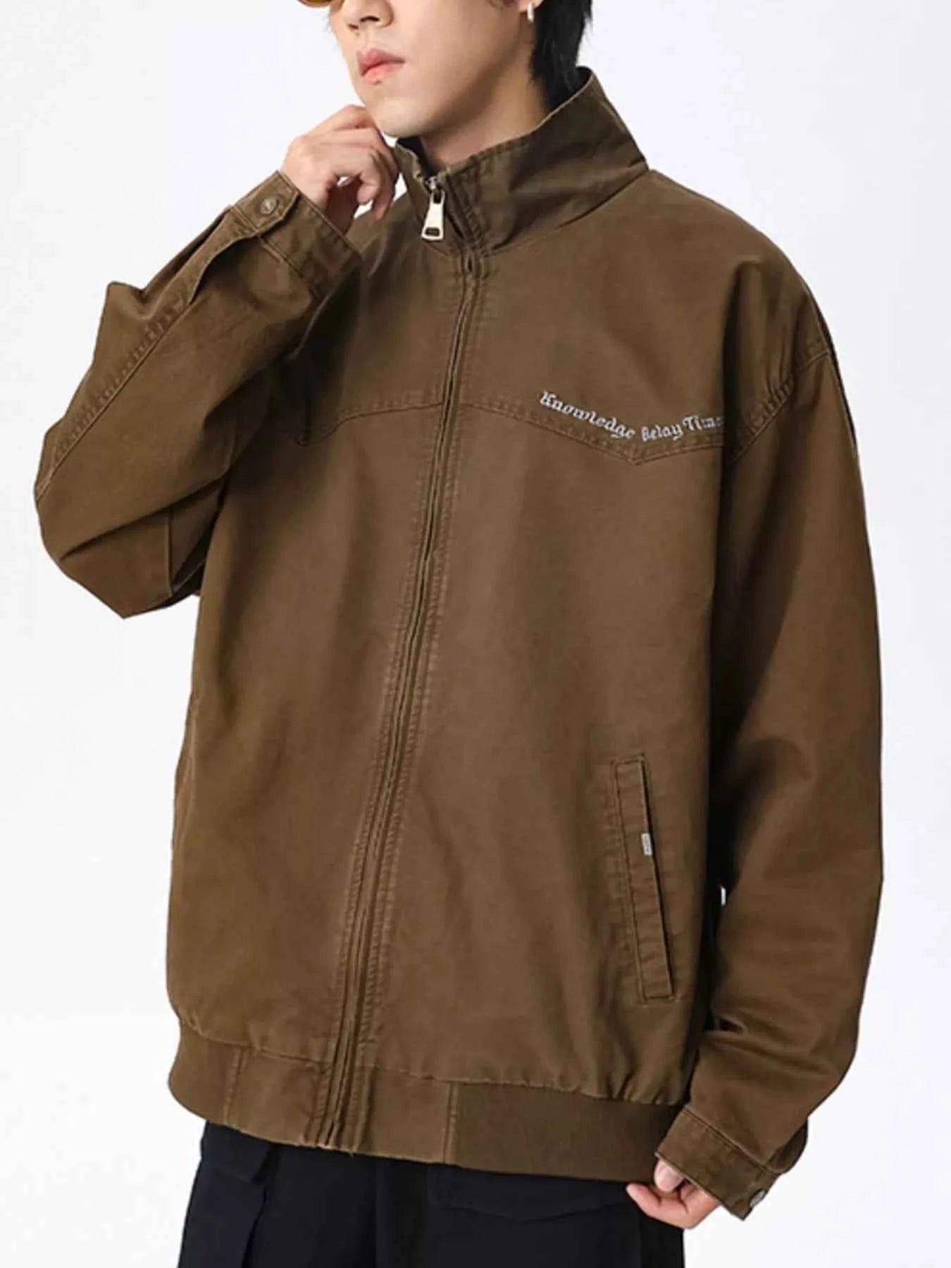 Men's Plus Size Zip Up Long Sleeve Jacket