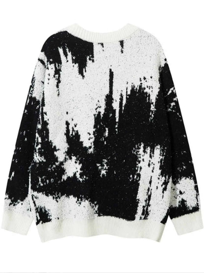 Men's Contrast Round Neck Long Sleeve Sweater