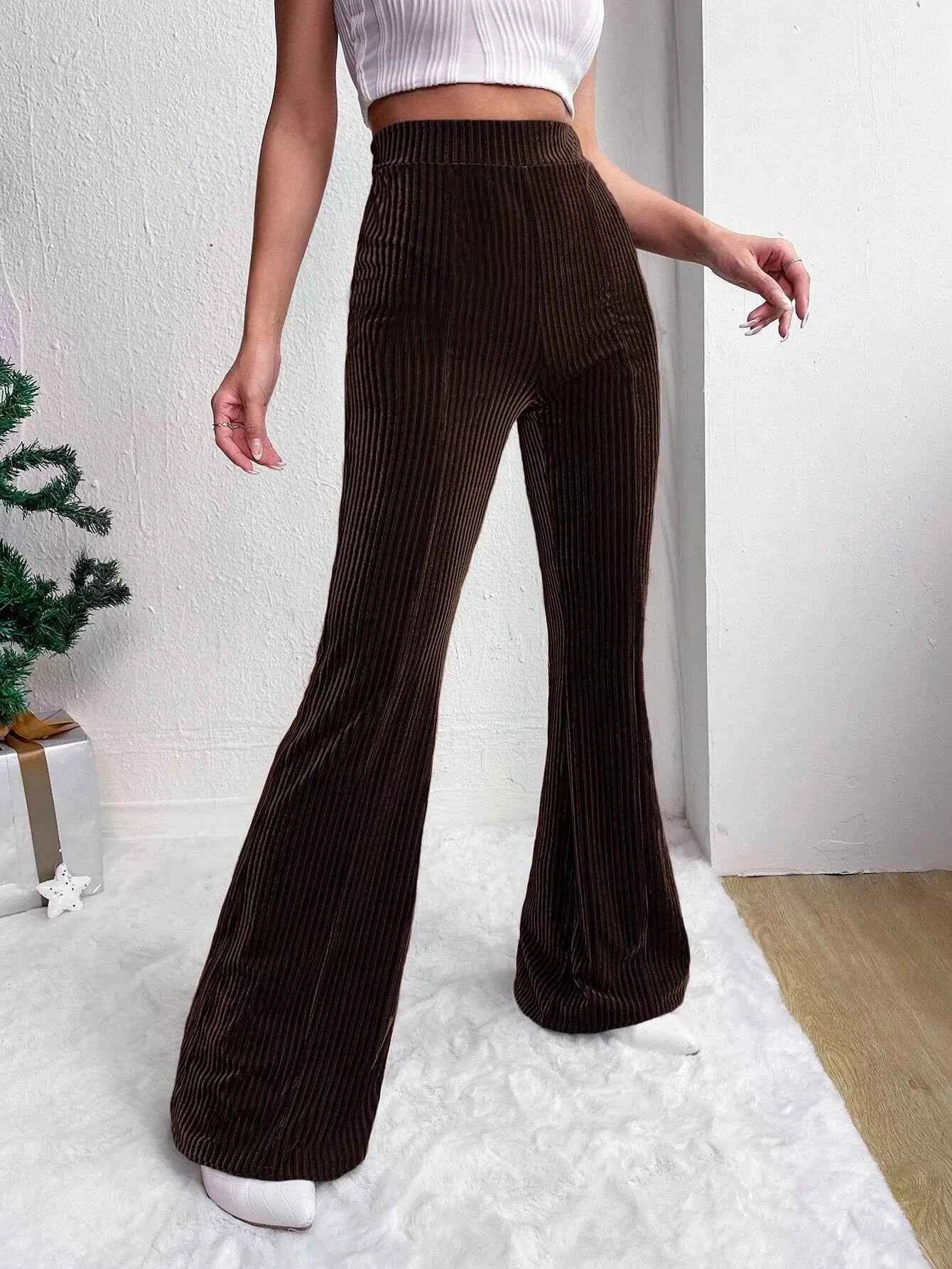 Corduroy High Waist Flare Pants